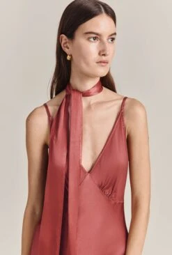 Alice Satin Scarf Dark Caramel