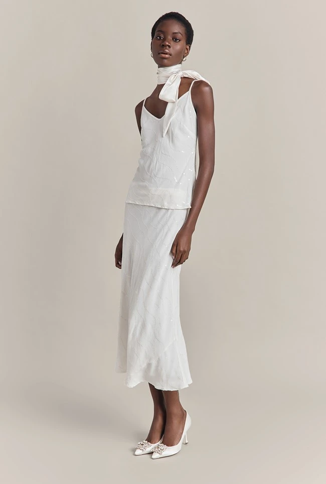 Alice Satin Scarf Ivory 2 Alice Satin Scarf Ivory - Image 2