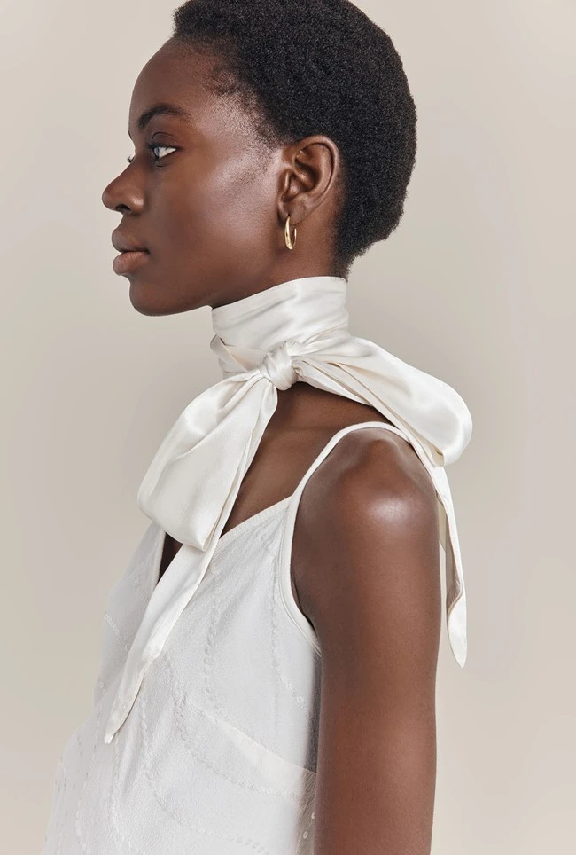 Alice Satin Scarf Ivory 1 Alice Satin Scarf Ivory