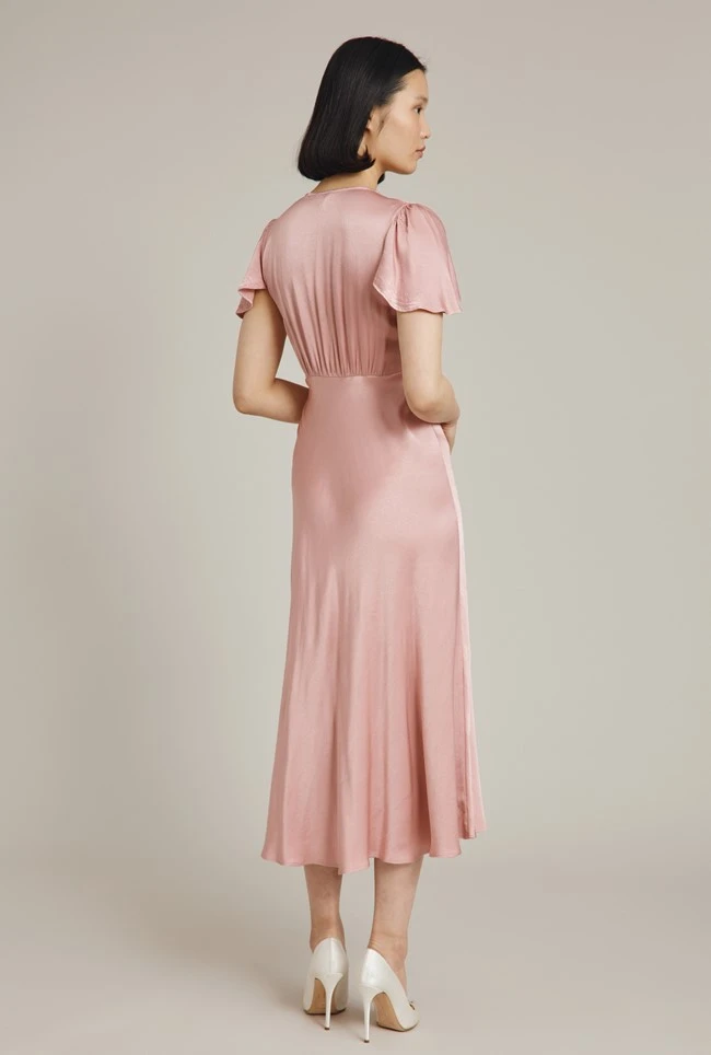Grace Satin Midi Dress Rose 4 Grace Satin Midi Dress Rose - Image 4