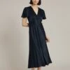Grace Satin Midi Dress Navy