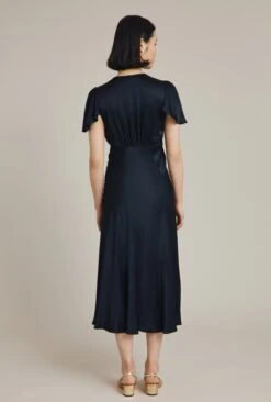 Grace Satin Midi Dress Navy -Top Sell Dress Sales Store D04G010 K10 24134 650px 964px