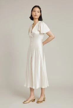 Grace Satin Midi Dress Ivory