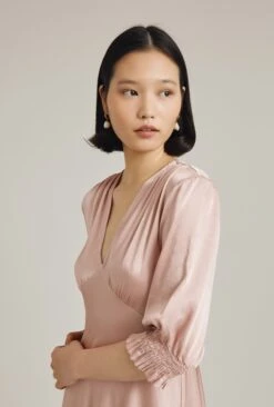 Elle Satin Midi Dress Boudoir Pink -Top Sell Dress Sales Store D04G019 N27 24244 650px 964px