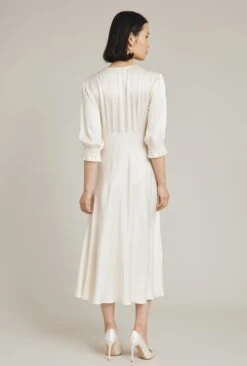 Elle Satin Midi Dress Ivory -Top Sell Dress Sales Store D04G019A M12 27482 650px 964px