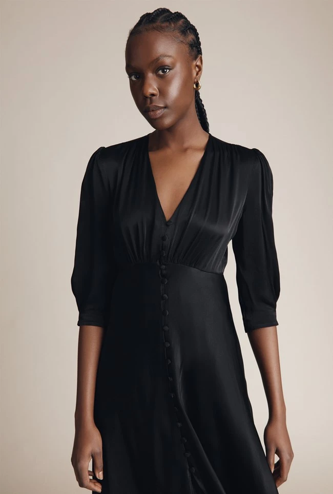 Madison Satin Midi Dress Black 3 Madison Satin Midi Dress Black - Image 3