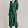 Madison Satin Midi Dress Dark Green