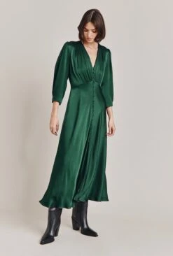 Madison Satin Midi Dress Dark Green 6 Madison Satin Midi Dress Dark Green -Top Sell Dress Sales Store D05G001A J13 28716 650px 964px
