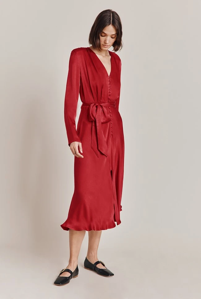 Meryl Satin Midi Dress Rosey Red 1 Meryl Satin Midi Dress Rosey Red