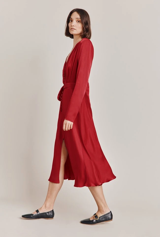 Meryl Satin Midi Dress Rosey Red 3 Meryl Satin Midi Dress Rosey Red - Image 3