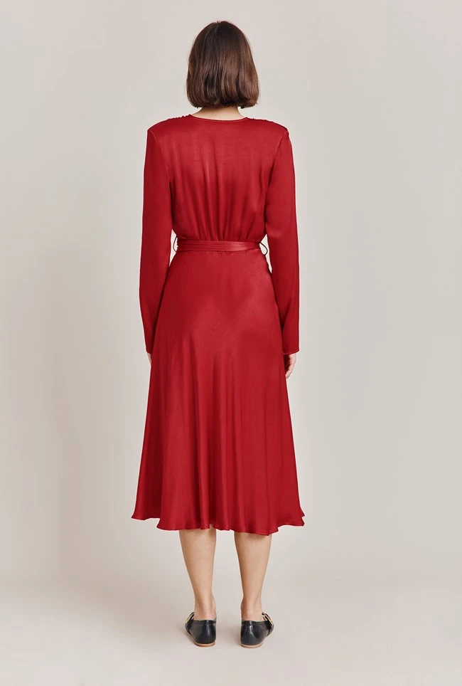 Meryl Satin Midi Dress Rosey Red 4 Meryl Satin Midi Dress Rosey Red - Image 4