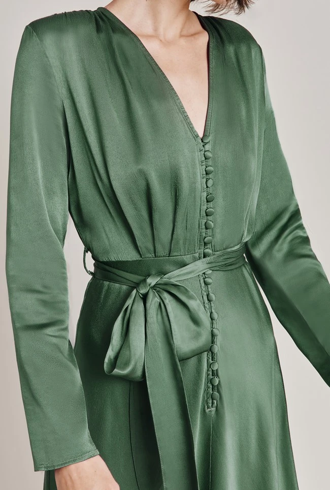 Meryl Satin Midi Dress Fir 4 Meryl Satin Midi Dress Fir - Image 4