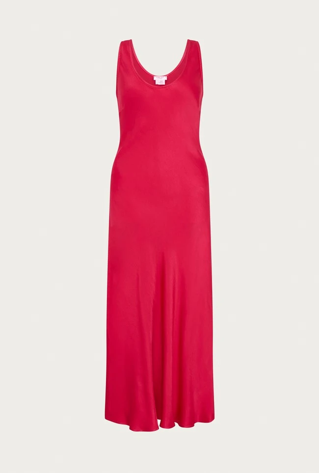 Palm Hot Pink Satin Slip Midi Dress Hot Pink 5 Palm Hot Pink Satin Slip Midi Dress Hot Pink - Image 5