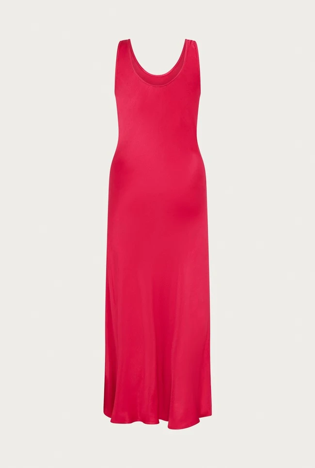 Palm Hot Pink Satin Slip Midi Dress Hot Pink 6 Palm Hot Pink Satin Slip Midi Dress Hot Pink - Image 6