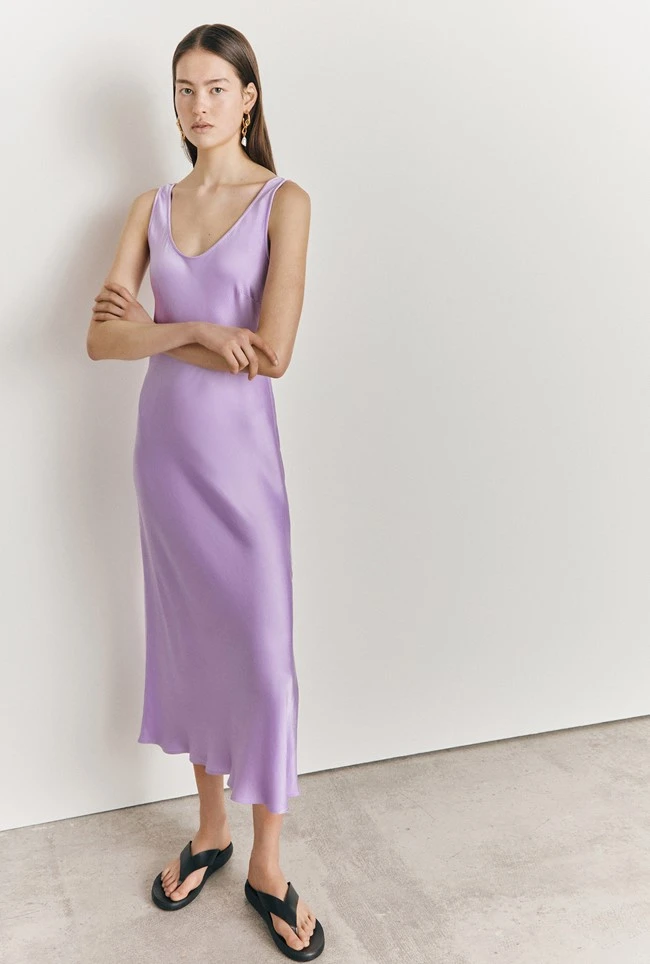 Palm Lilac Satin Slip Midi Dress Lilac 2 Palm Lilac Satin Slip Midi Dress Lilac - Image 2