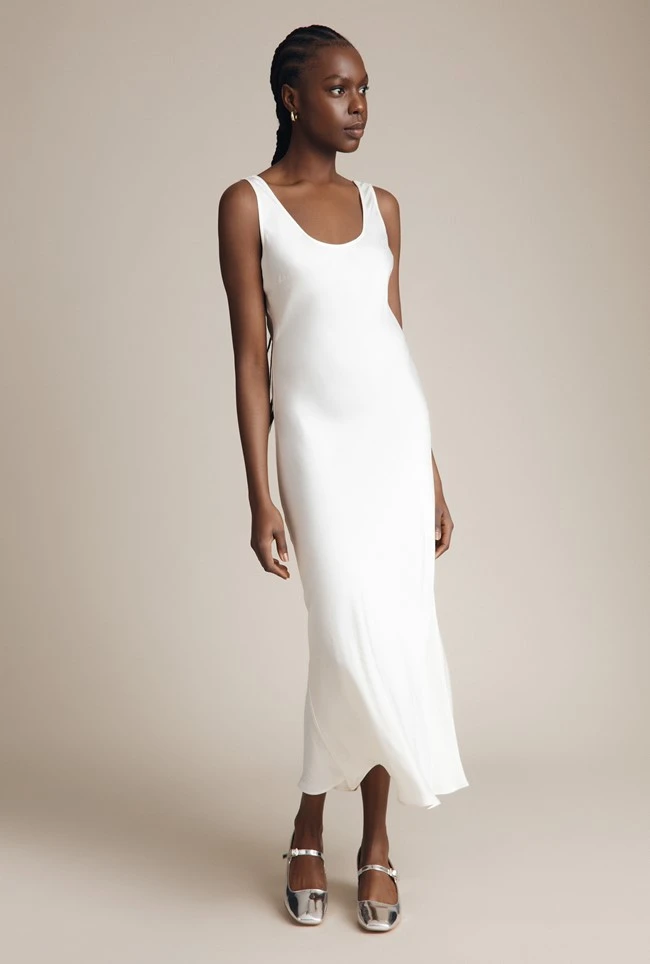 Palm Satin Slip Midi Dress Ivory 7 Palm Satin Slip Midi Dress Ivory - Image 7