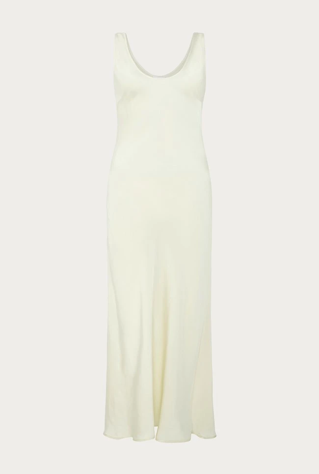 Palm Satin Slip Midi Dress Ivory 9 Palm Satin Slip Midi Dress Ivory - Image 9