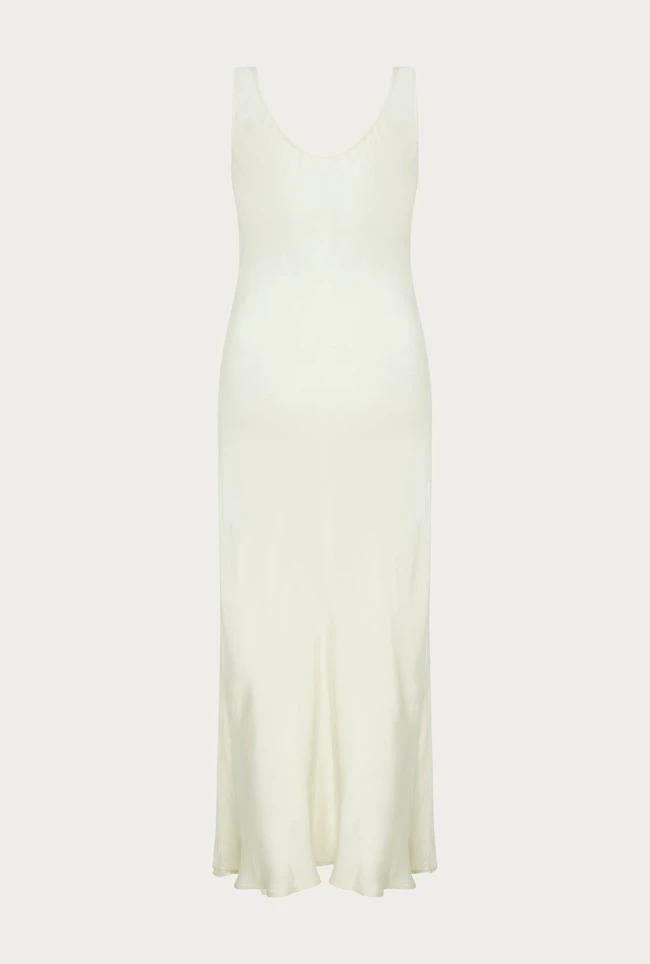 Palm Satin Slip Midi Dress Ivory 10 Palm Satin Slip Midi Dress Ivory - Image 10