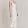 Palm Satin Slip Midi Dress Ivory