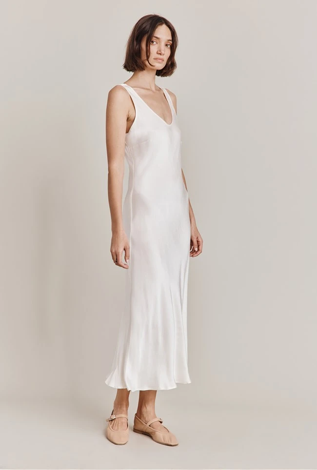 Palm Satin Slip Midi Dress Ivory 1 Palm Satin Slip Midi Dress Ivory