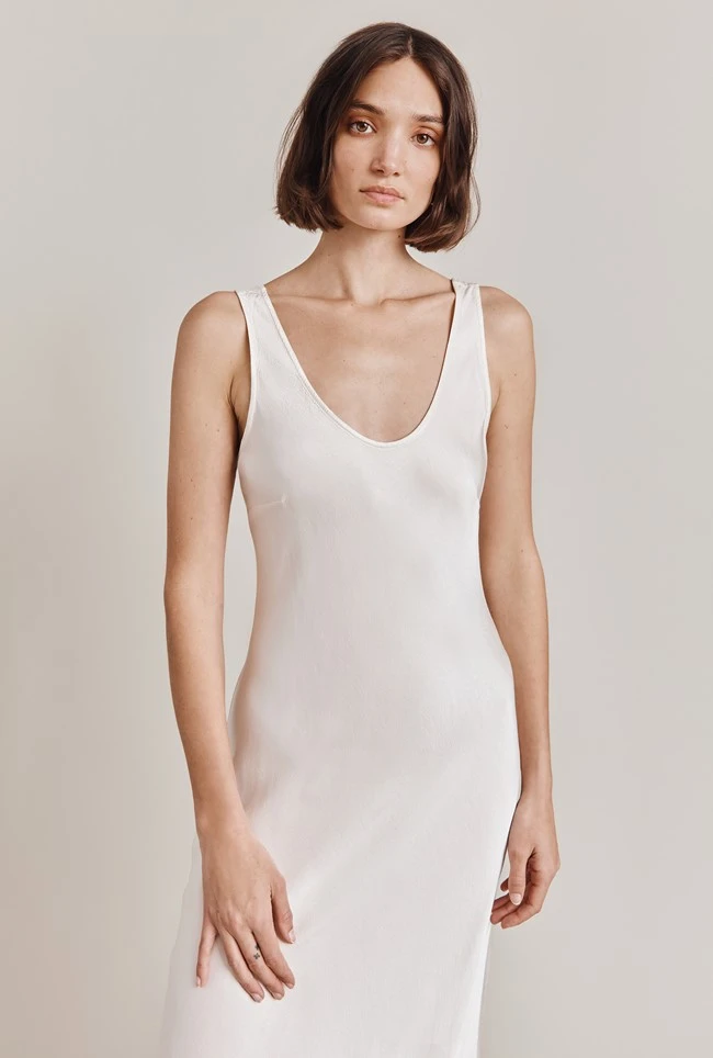 Palm Satin Slip Midi Dress Ivory 2 Palm Satin Slip Midi Dress Ivory - Image 2