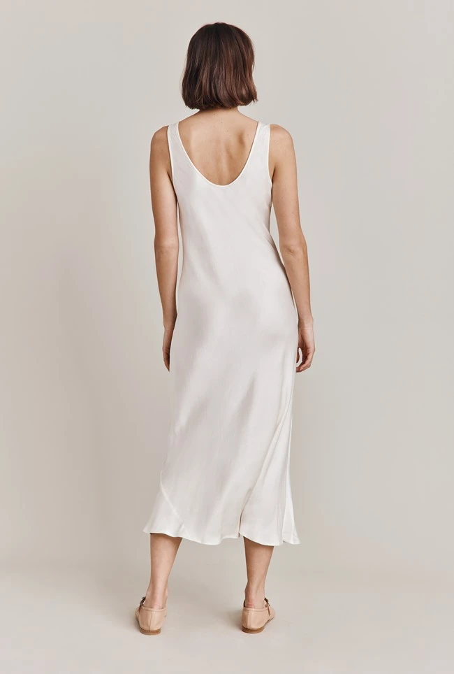 Palm Satin Slip Midi Dress Ivory 4 Palm Satin Slip Midi Dress Ivory - Image 4