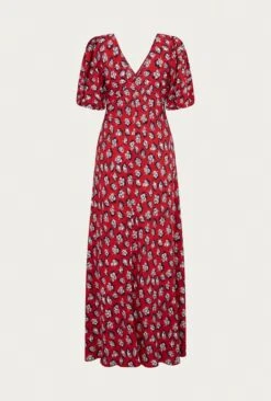 Annie Crepe Midi Dress Red Floral 9 Annie Crepe Midi Dress Red Floral -Top Sell Dress Sales Store D05G021 Z14 25722 650px 964px