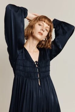 Violet Satin Midi Dress Navy -Top Sell Dress Sales Store D05G026 K10 26255 650px 964px