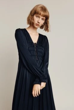 Violet Satin Midi Dress Navy -Top Sell Dress Sales Store D05G026 K10 26256 650px 964px