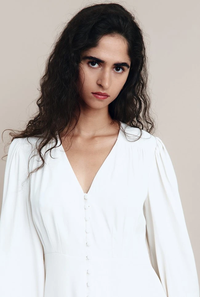 Shyla Crepe Knee-Length Dress Ivory 2 Shyla Crepe Knee-Length Dress Ivory - Image 2