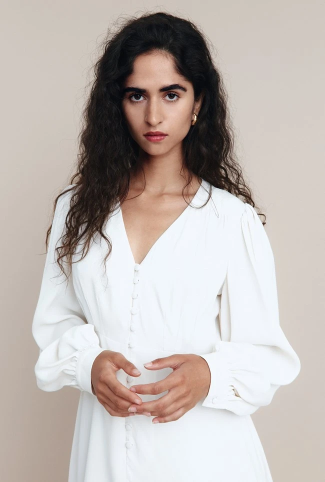 Shyla Crepe Knee-Length Dress Ivory 3 Shyla Crepe Knee-Length Dress Ivory - Image 3