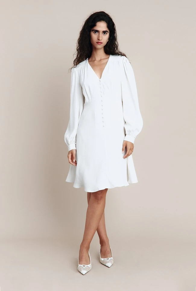 Shyla Crepe Knee-Length Dress Ivory 1 Shyla Crepe Knee-Length Dress Ivory