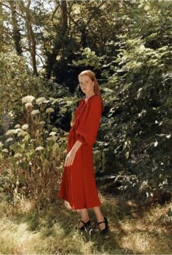 Rose Crepe Midi Dress Red -Top Sell Dress Sales Store D05G039 G01 25637 650px 964px