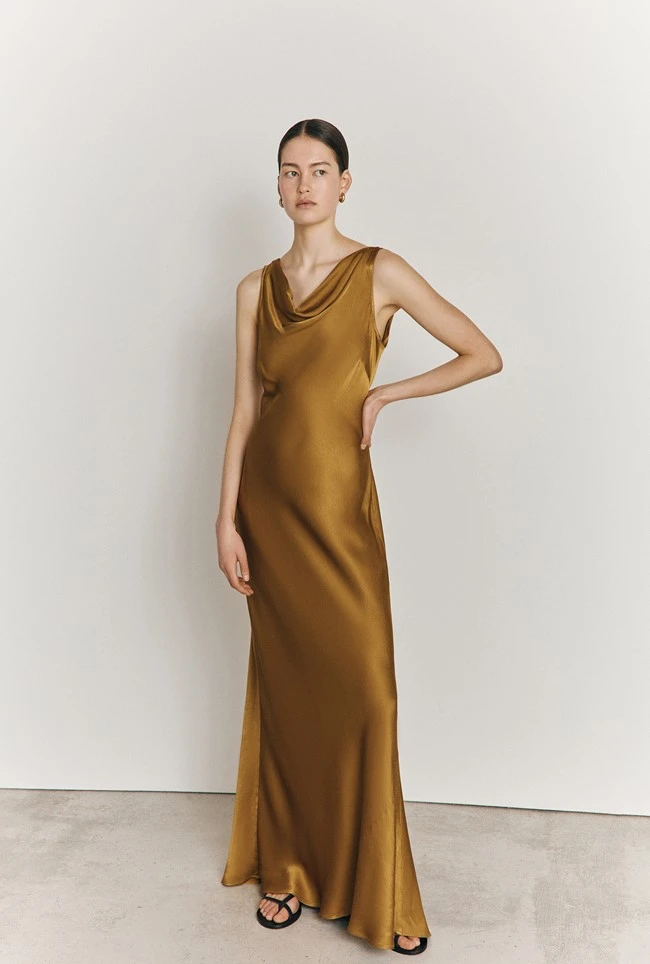 Ada Satin Maxi Dress Olive 1 Ada Satin Maxi Dress Olive