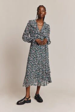 Su Georgette Midi Dress Black Heart Print -Top Sell Dress Sales Store D06G001 Z10 26985 650px 964px