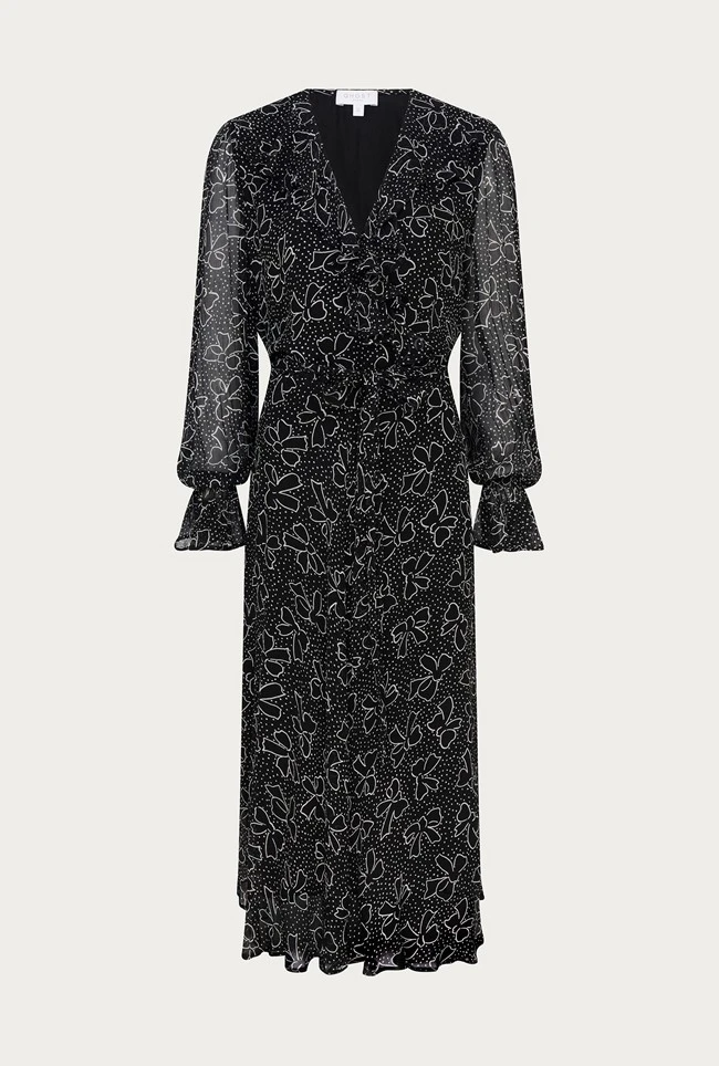 Su Georgette Maxi Dress Black Velvet Bows 5 Su Georgette Maxi Dress Black Velvet Bows - Image 5