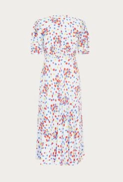 Lucy Satin Midi Dress Blue Umbrella Flowers -Top Sell Dress Sales Store D06G003 Z30 27331 650px 964px