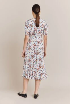 Lucy Satin Midi Dress Blue Umbrella Flowers -Top Sell Dress Sales Store D06G003 Z30 27336 650px 964px