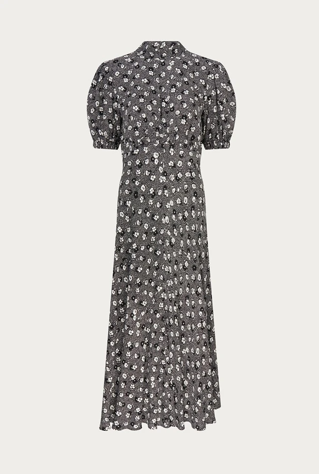 Luella Crepe Midi Dress Black Shadow Daisy 5 Luella Crepe Midi Dress Black Shadow Daisy - Image 5