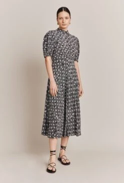 Luella Crepe Midi Dress Black Shadow Daisy 8 Luella Crepe Midi Dress Black Shadow Daisy -Top Sell Dress Sales Store D06G010A Z35 27217 650px 964px