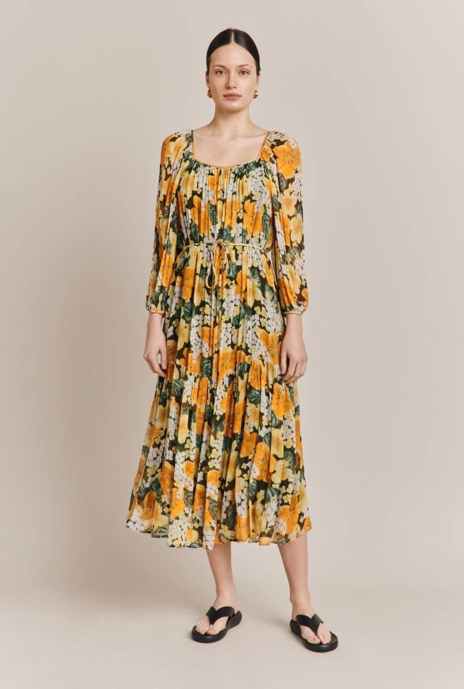 Pandora Georgette Midi Dress Green Hydrangea 2 Pandora Georgette Midi Dress Green Hydrangea - Image 2