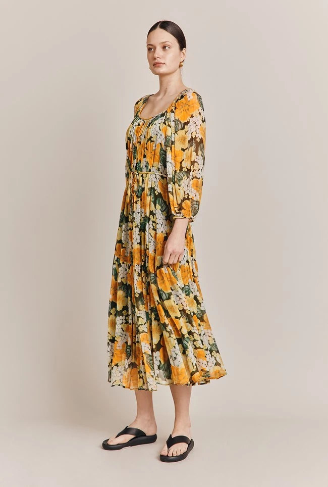 Pandora Georgette Midi Dress Green Hydrangea 3 Pandora Georgette Midi Dress Green Hydrangea - Image 3