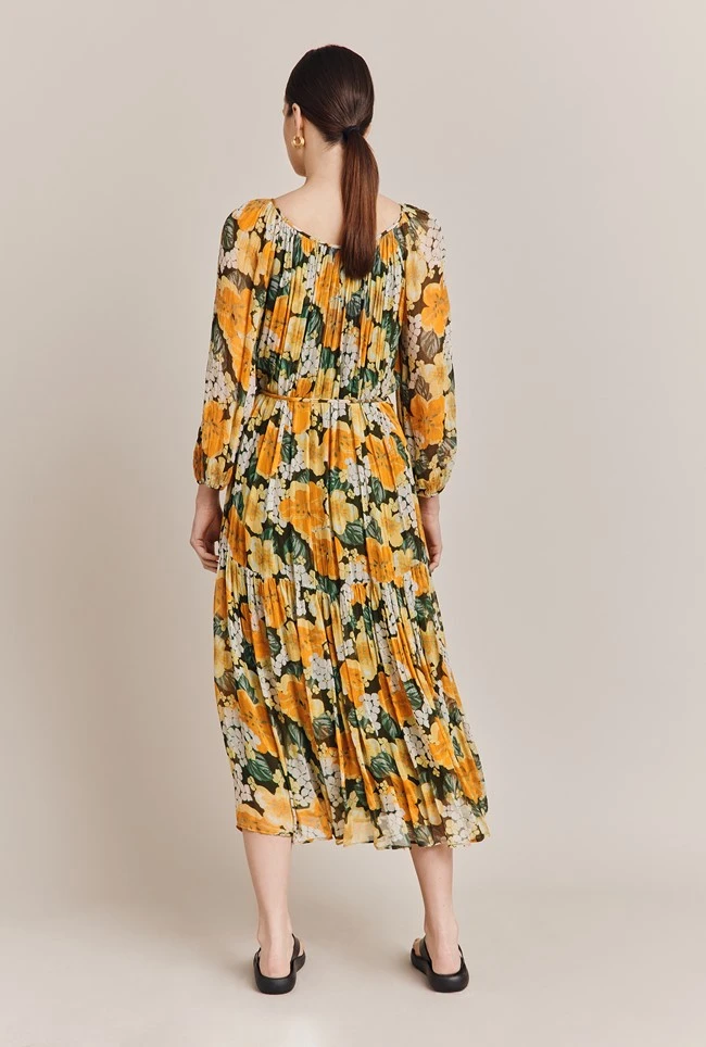 Pandora Georgette Midi Dress Green Hydrangea 4 Pandora Georgette Midi Dress Green Hydrangea - Image 4