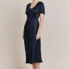 Morella Satin Midi Dress Navy
