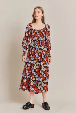 Kristie Crepe Midi Dress Poppy Floral Black 8 Kristie Crepe Midi Dress Poppy Floral Black -Top Sell Dress Sales Store D06G022A Z25 27546 650px 964px