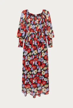 Kristie Crepe Midi Dress Poppy Floral Black 10 Kristie Crepe Midi Dress Poppy Floral Black -Top Sell Dress Sales Store D06G022A Z25 27547 650px 964px