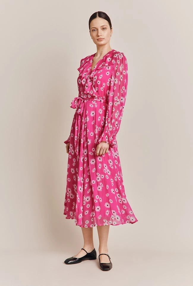 Su Georgette Midi Dress Pink Daisy 2 Su Georgette Midi Dress Pink Daisy - Image 2