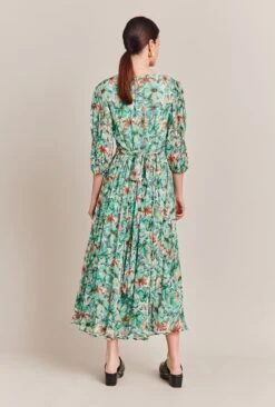Margot Georgette Midi Dress Green Floral 9 Margot Georgette Midi Dress Green Floral -Top Sell Dress Sales Store D06G040A Z49 27476 650px 964px