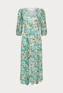 Margot Georgette Midi Dress Green Floral 10 Margot Georgette Midi Dress Green Floral -Top Sell Dress Sales Store D06G040A Z49 27477 650px 964px