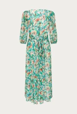 Margot Georgette Midi Dress Green Floral 11 Margot Georgette Midi Dress Green Floral -Top Sell Dress Sales Store D06G040A Z49 27478 650px 964px